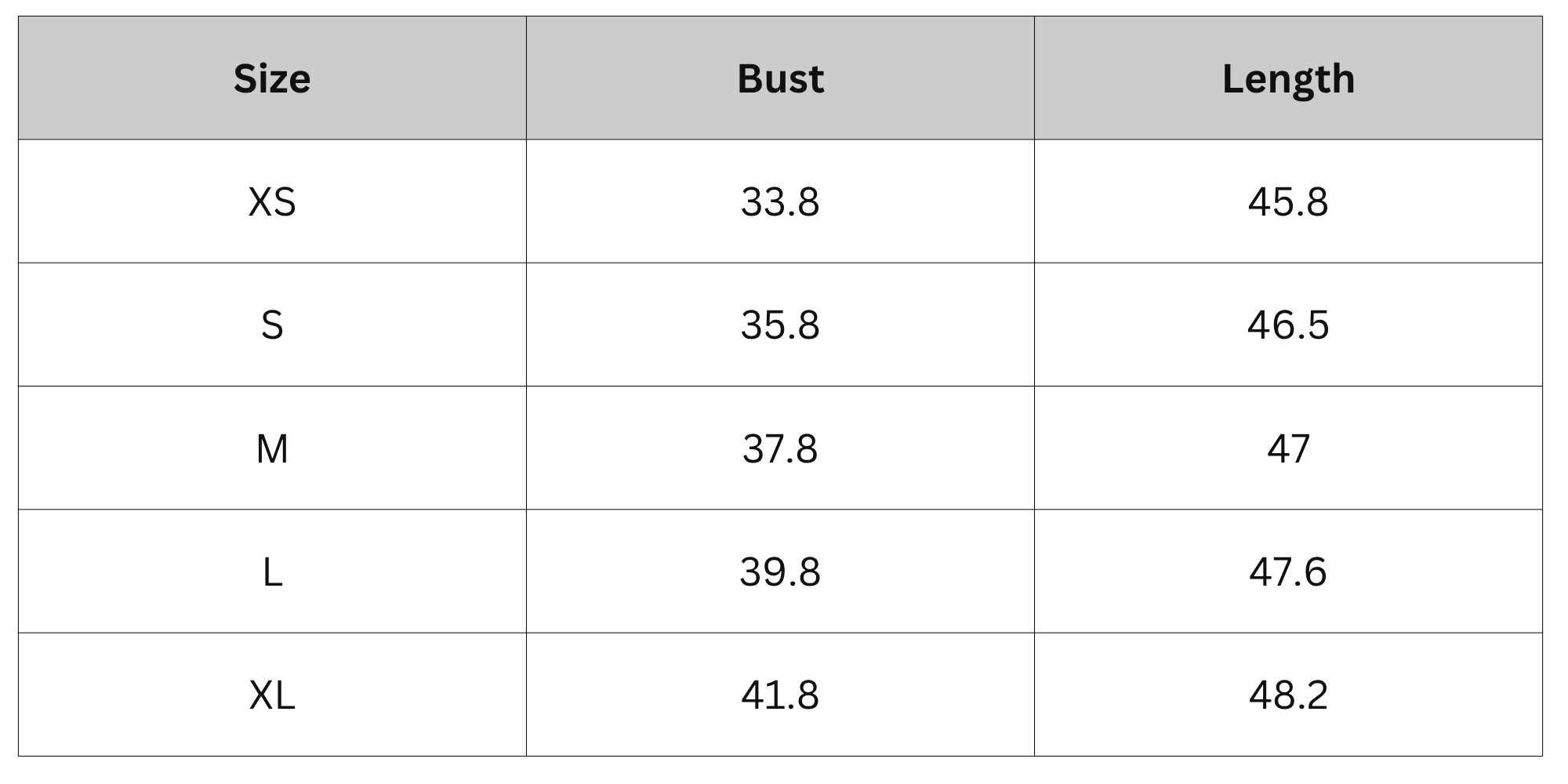 Size Chart