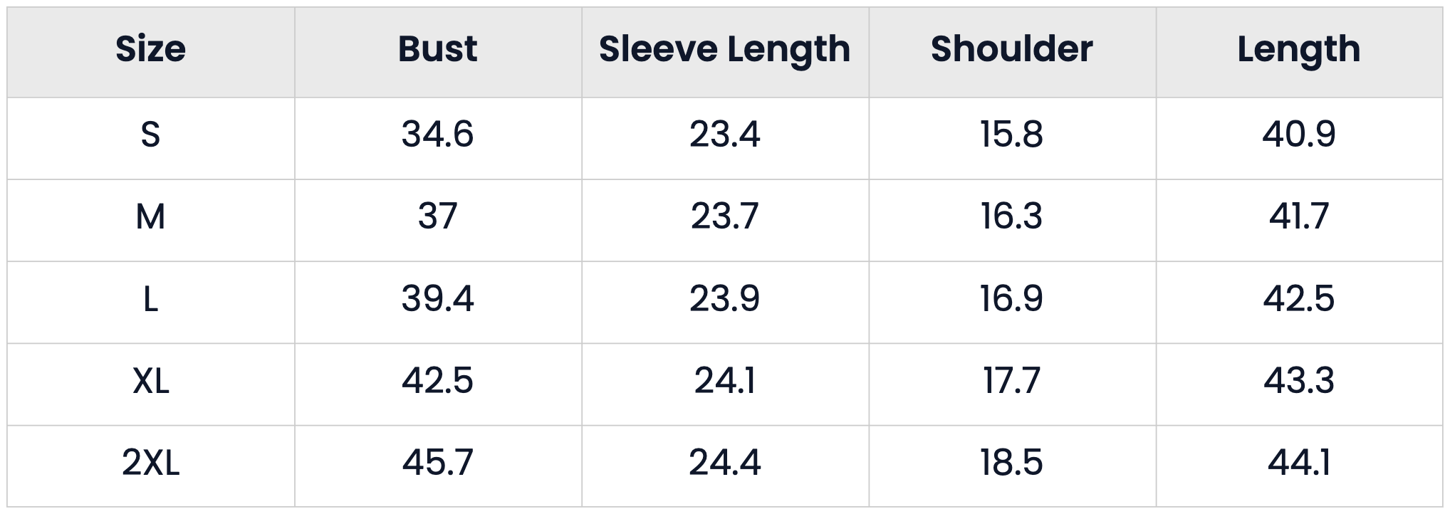Size Chart for Classic Long Open Front Belted Coat for Women