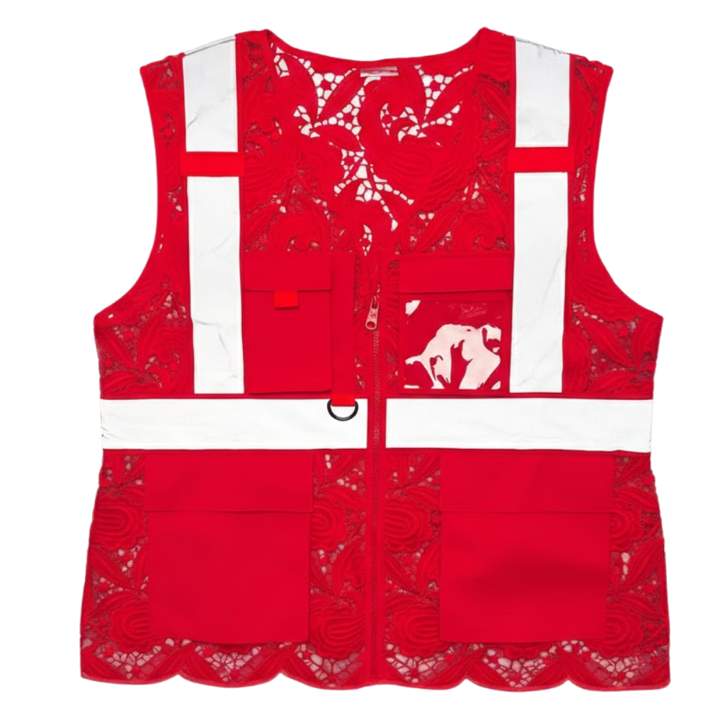 Lace Reflective Vest With Zipper