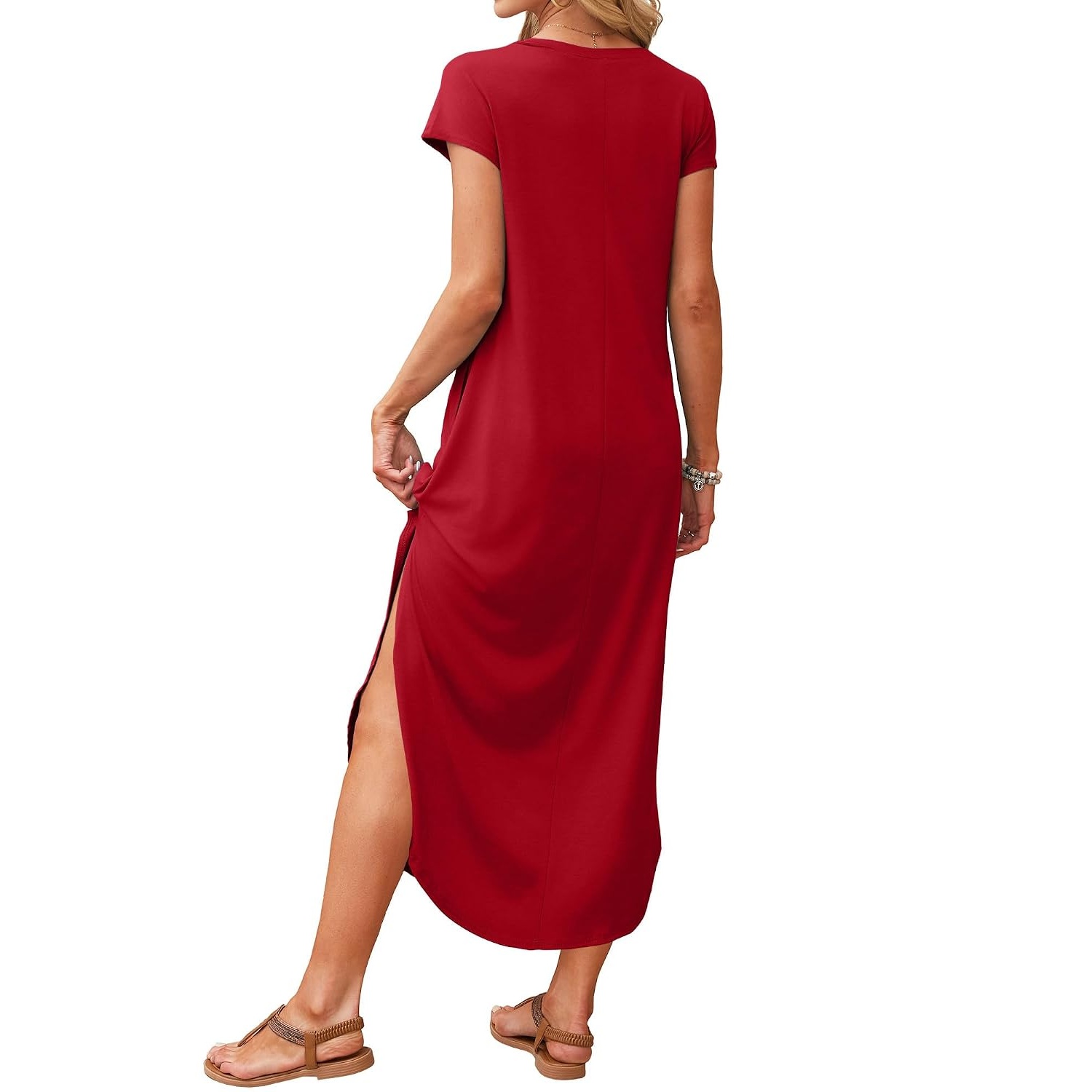 Summer Sundress Cap Sleeve ,Maxi Dress With Pockets For Women