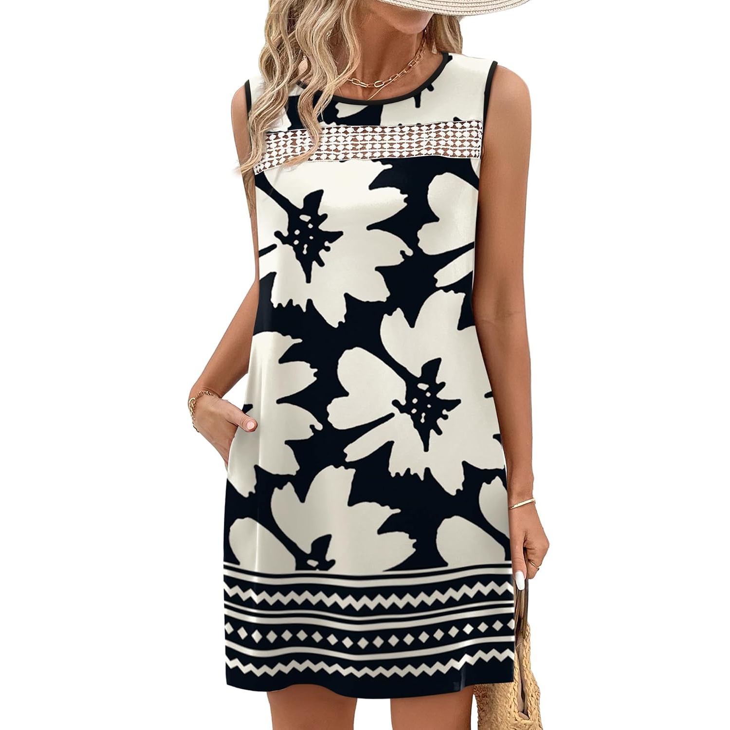 Mini Lace Tank Spring Dress With Pockets For Women