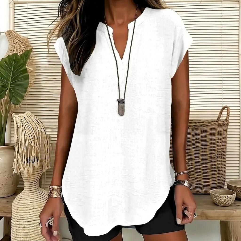 Casual Plain Notched Fitted Blouse Top For Women