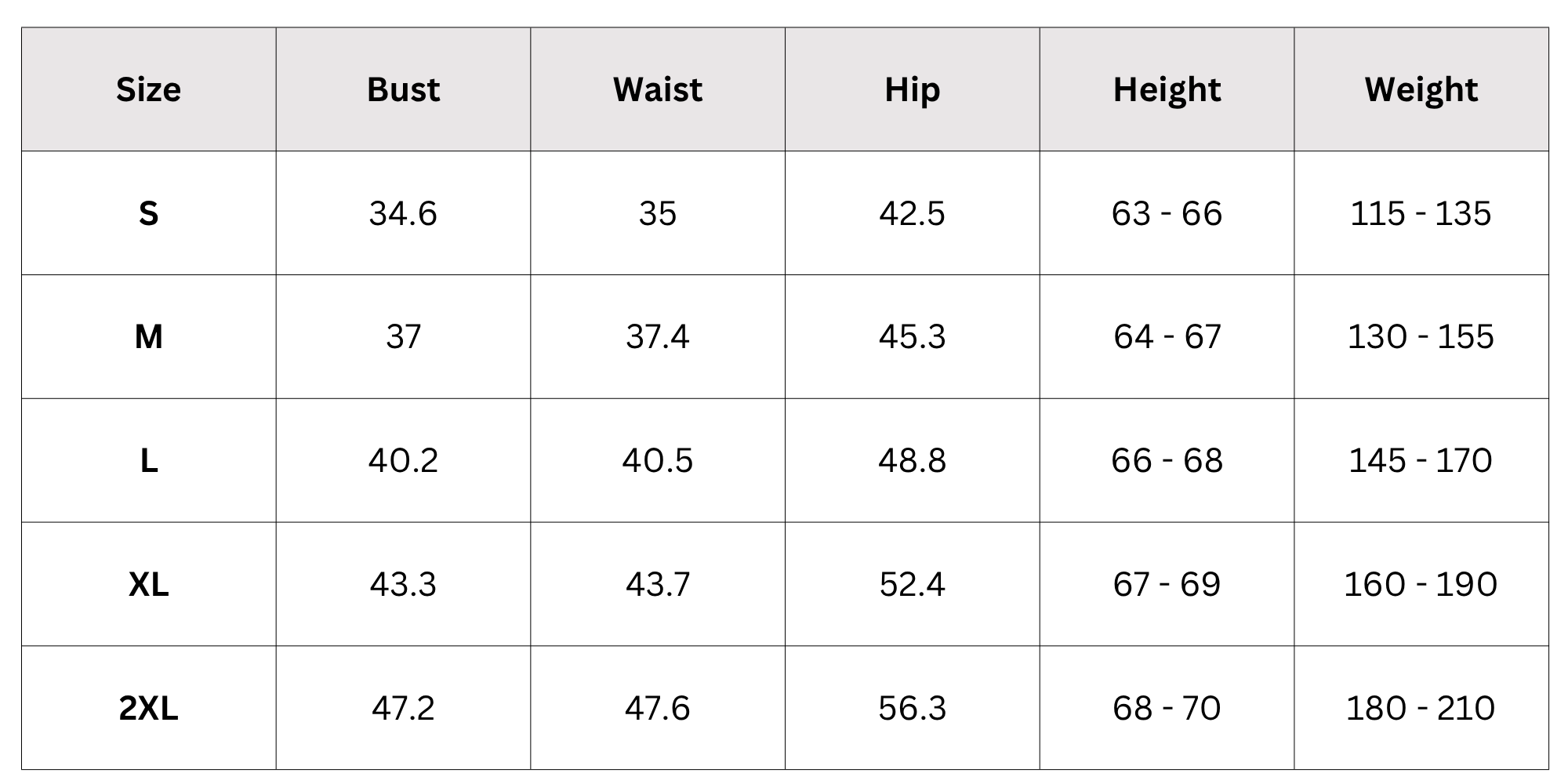 Size Chart