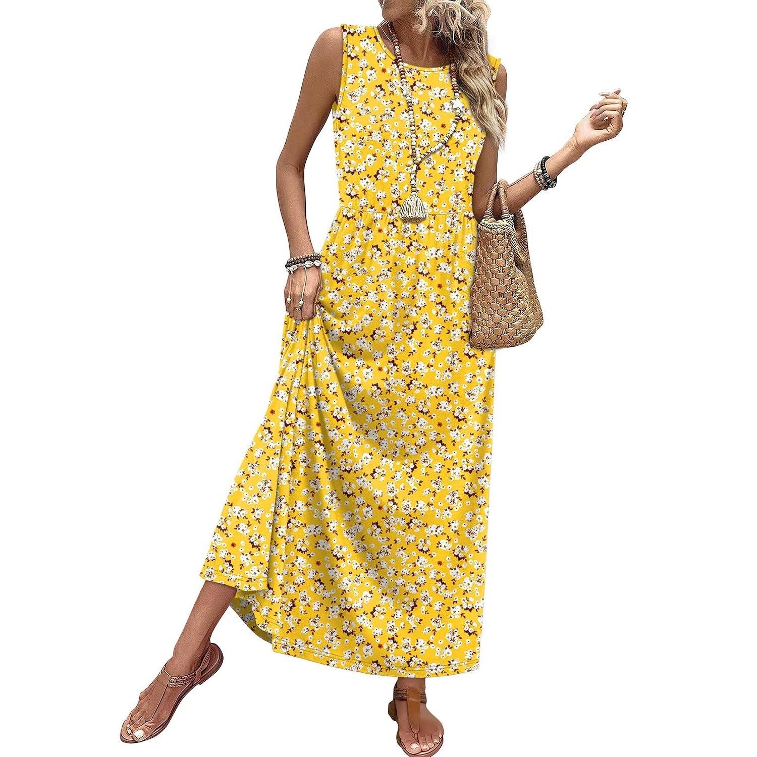 Casual Sleeveless Summer Flowy Maxi Dress For Women