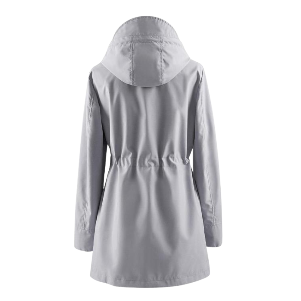 Hooded Trench Coat Waterproof Zip Up Drawstring Style For Women