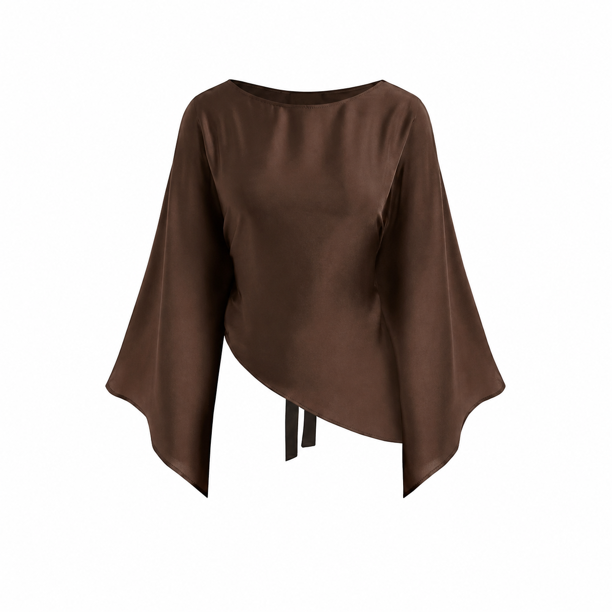Asymmetrical Draped Blouse with Flared Design for Women