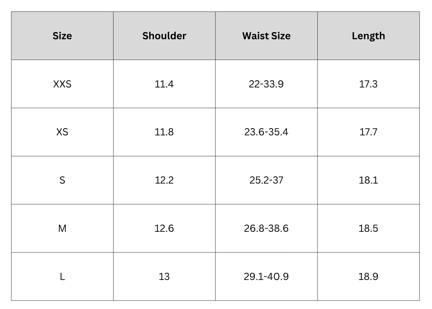 Size Chart