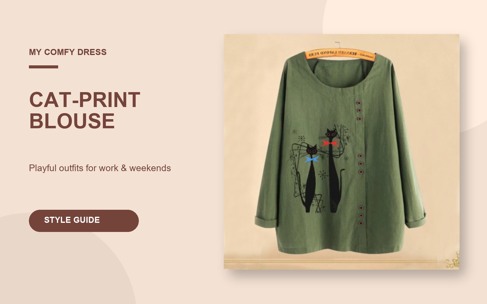 Cat-print blouse outfit styling guide cover