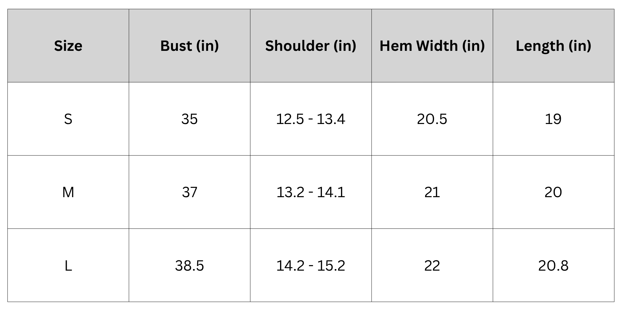 Size Chart
