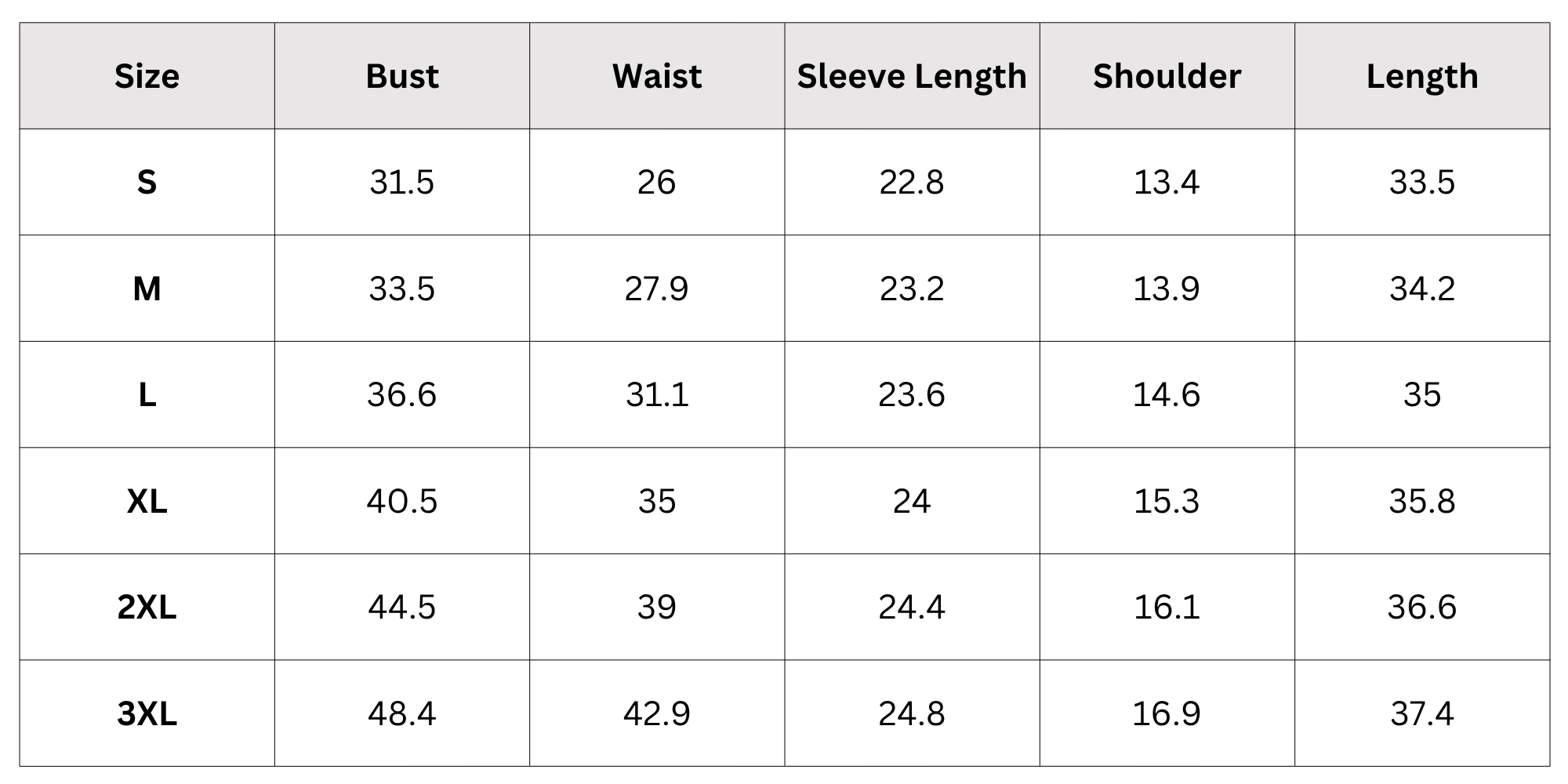 Size Chart