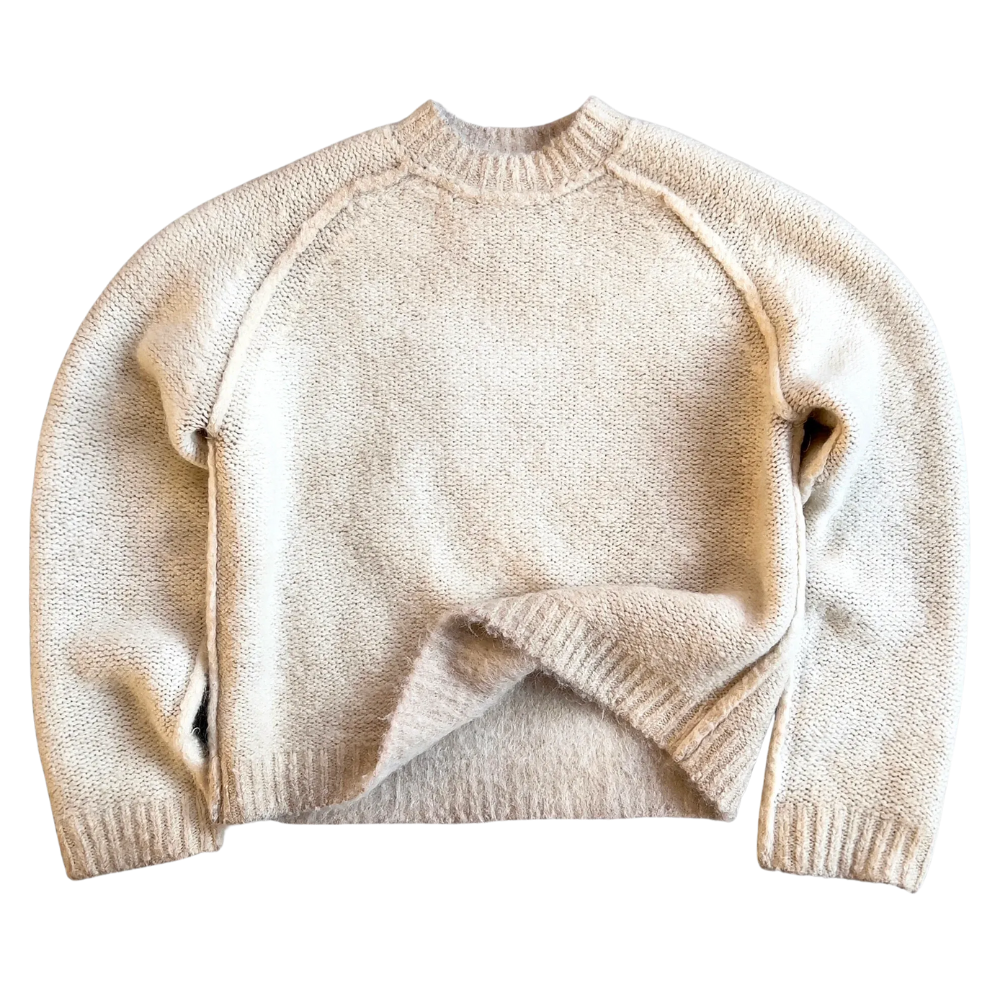 Soft Mohair Knit Sweater With Reversible Textures-My Comfy Blouse