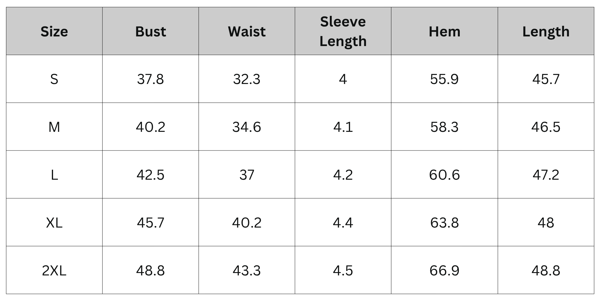 Size Chart