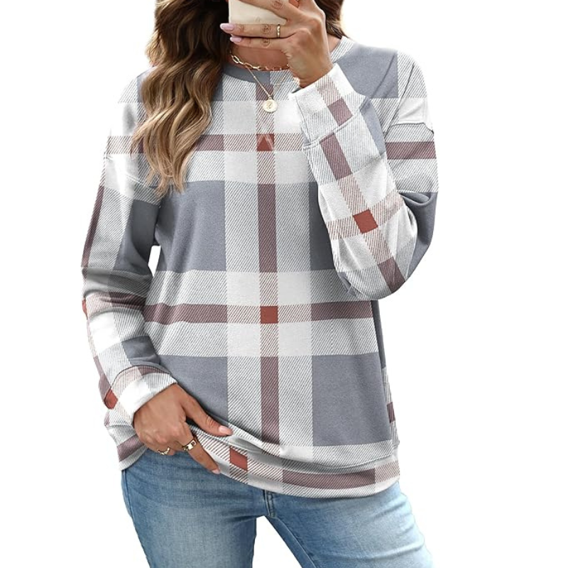Womens Crew Neck Sweatshirt Loose Pullover Long Sleeve Shirts