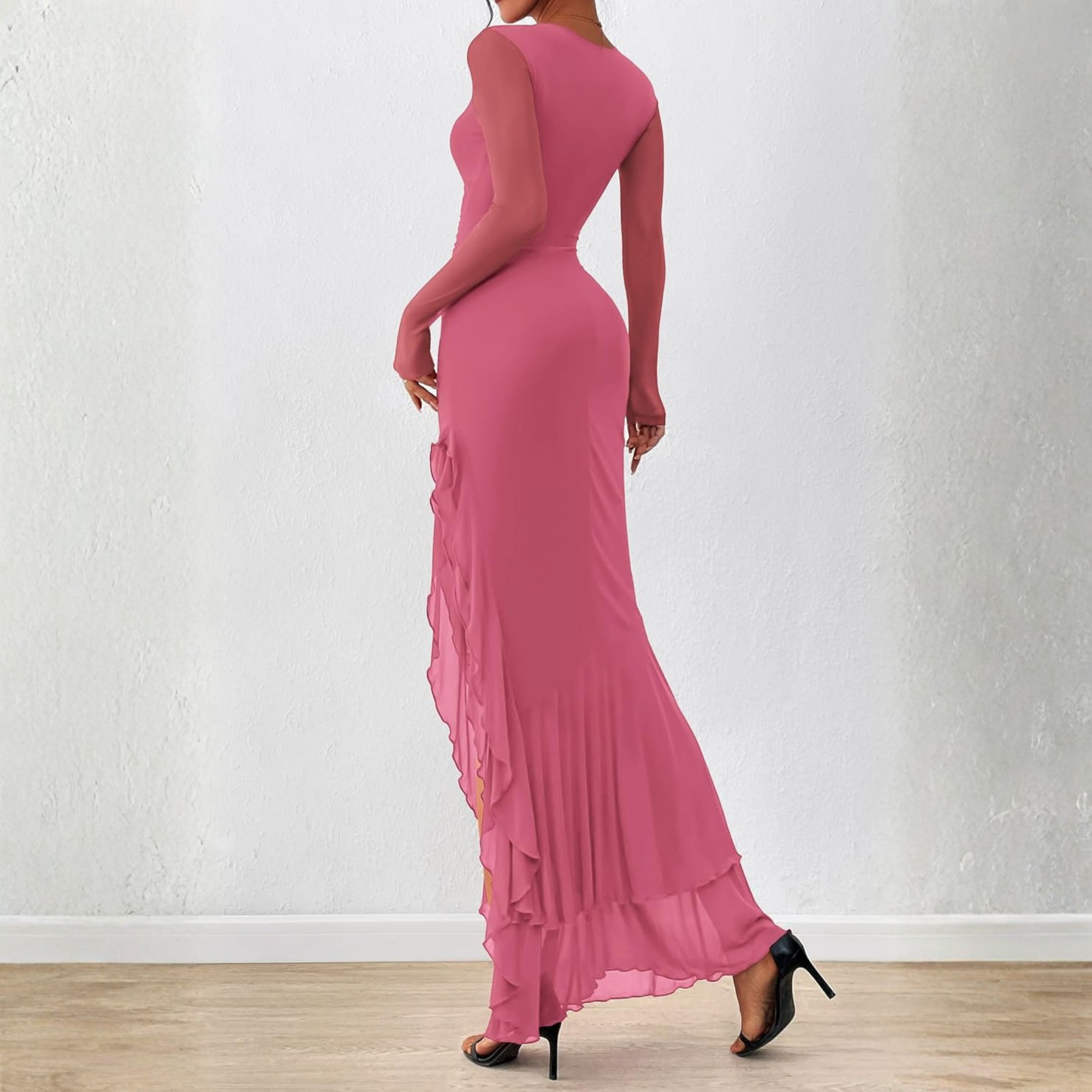 Long Sleeve Ruched Mermaid Maxi Dress for Women