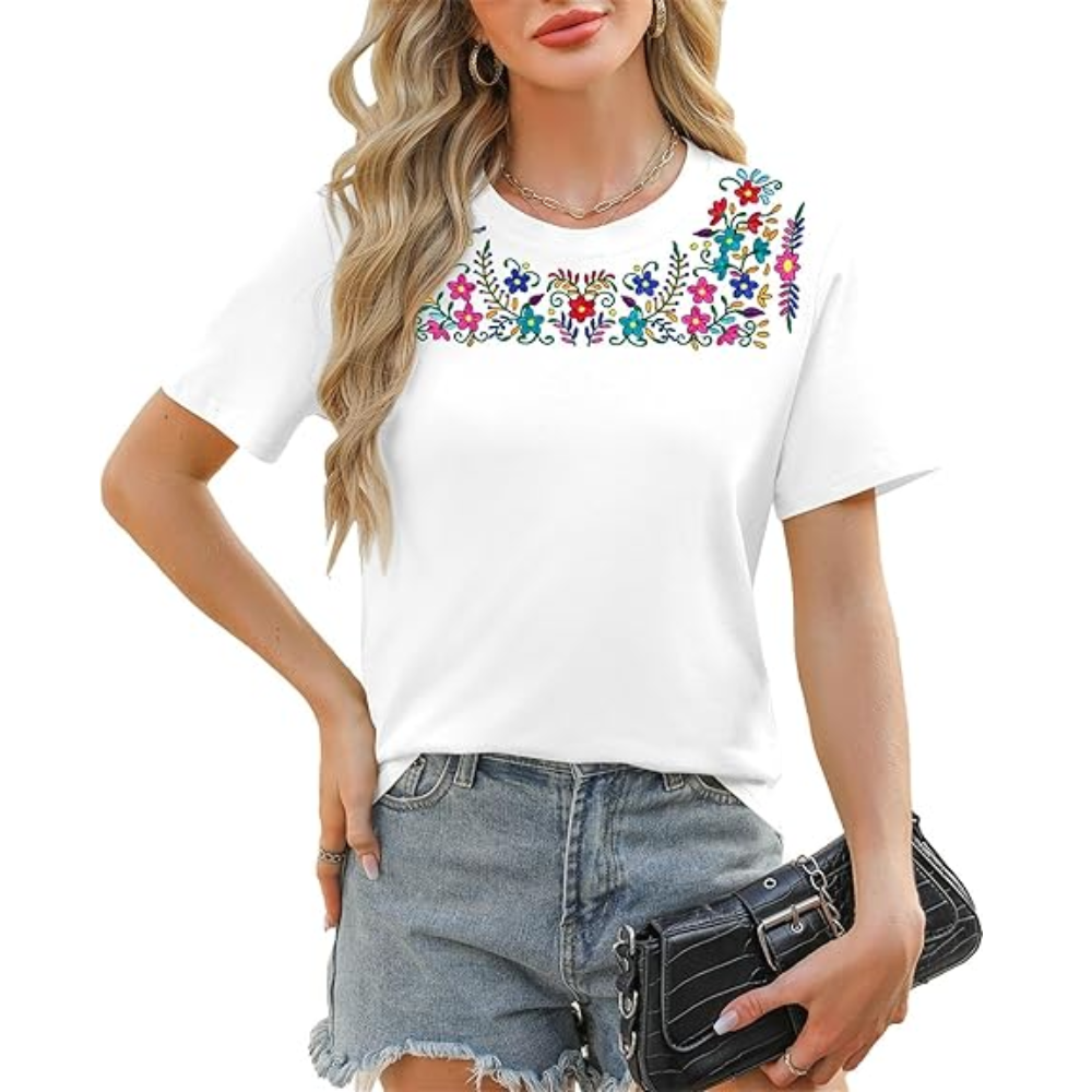 Fifa And Mexico T-shirt Casual Embroidered Party For Women