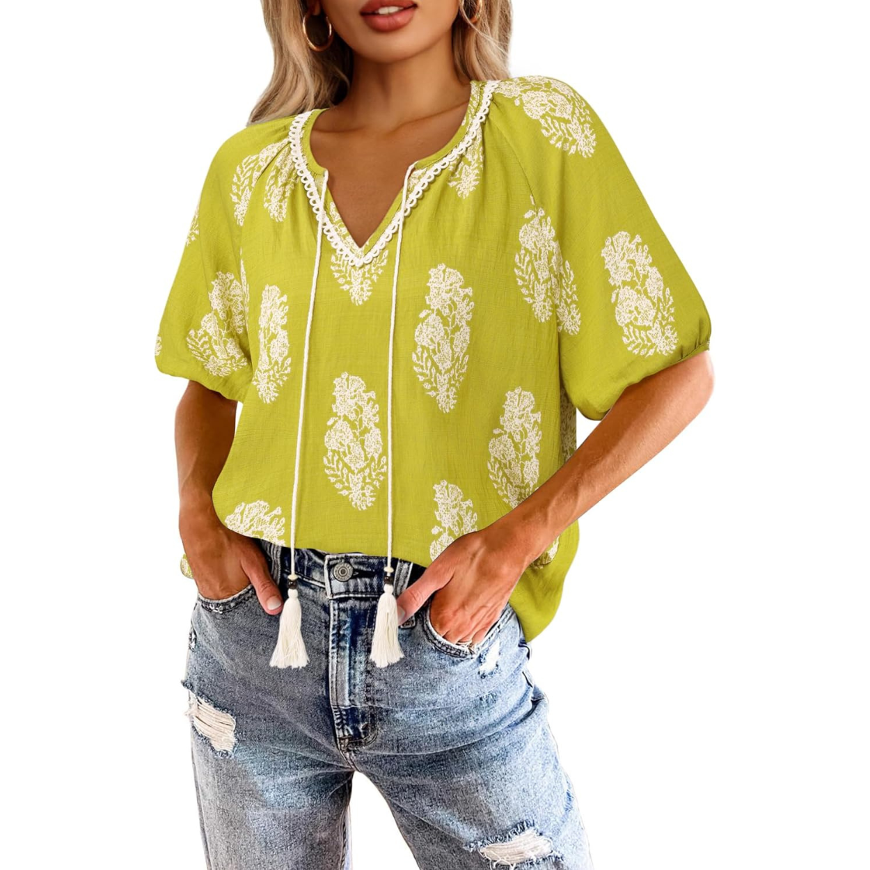Summer Floral Printed Short Sleeve Blouses Boho Tops 