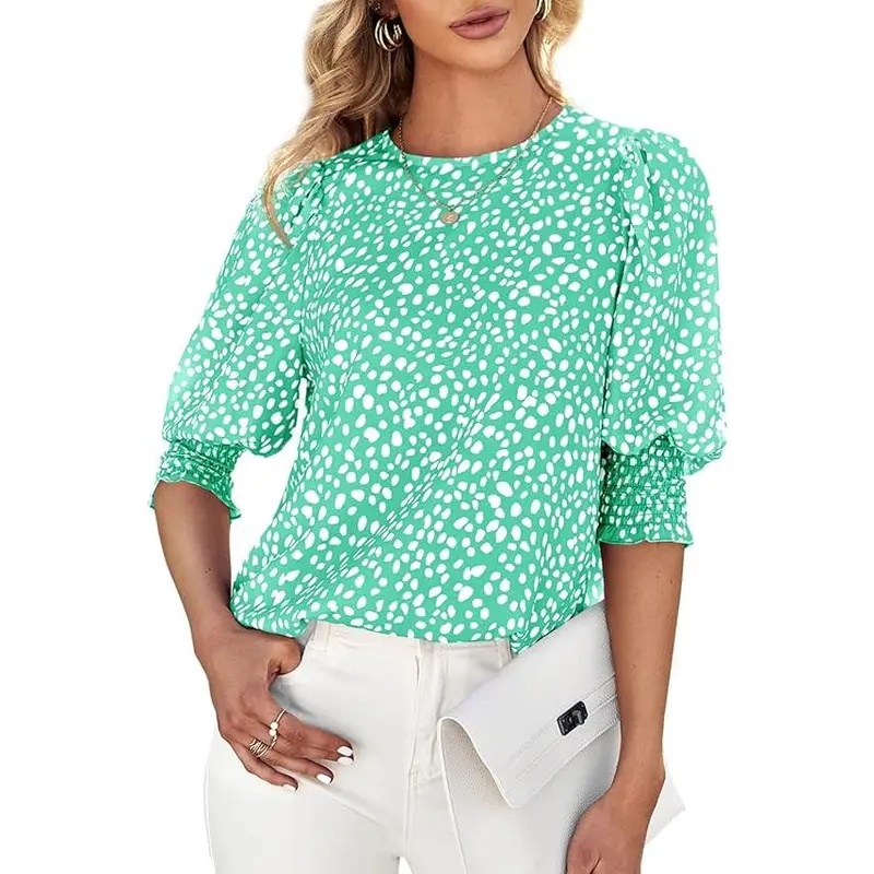 Casual Office Work Dot Sleeve Blouse Tops For Women