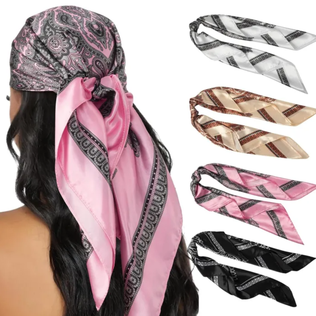 4 Pieces Square Bandana Hair Wraps For Women