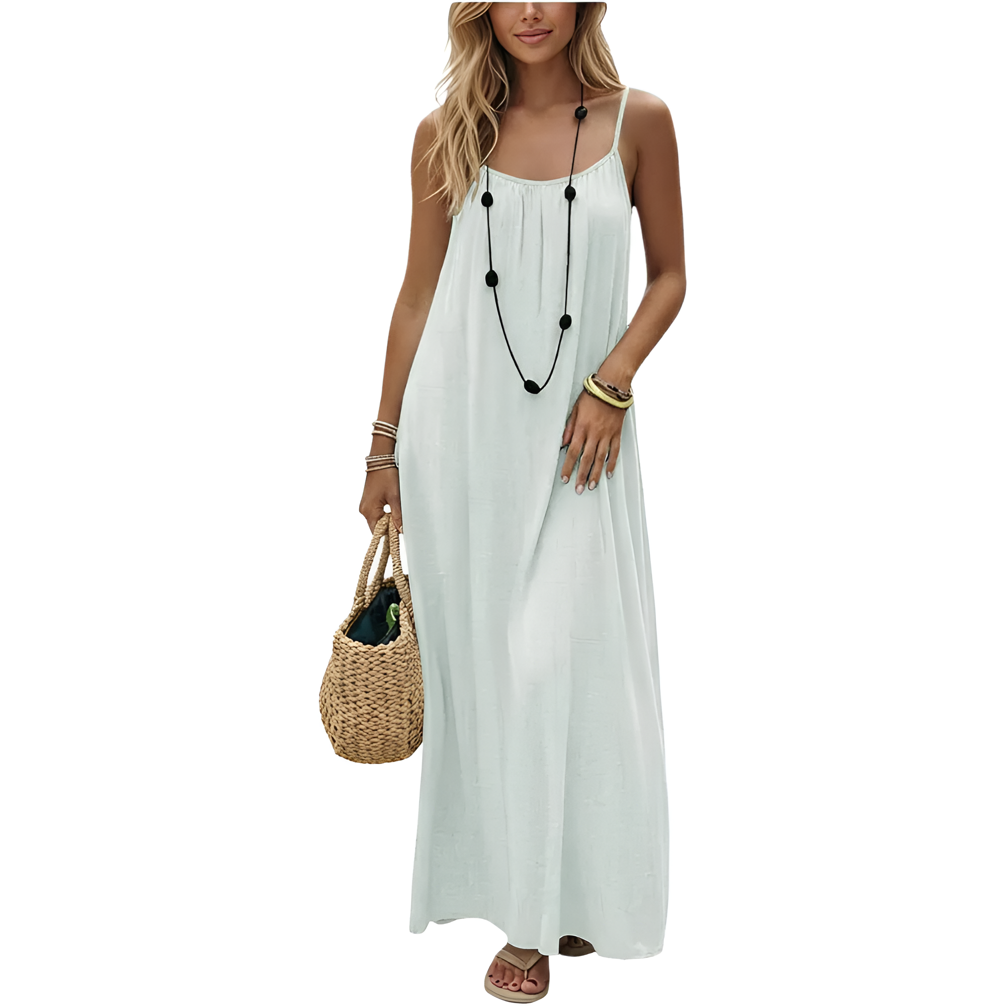 Loose Flowy Spaghetti Strap Beach Maxi Dress For Women