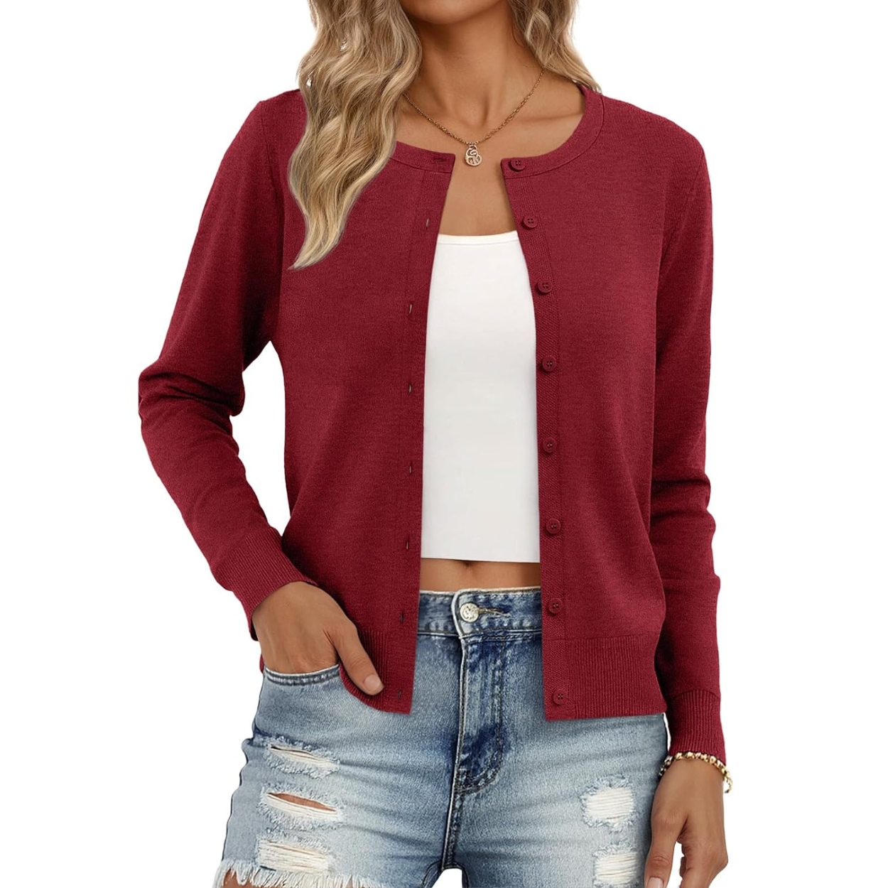 Soft Knit Button Down Cardigan Sweater For Women