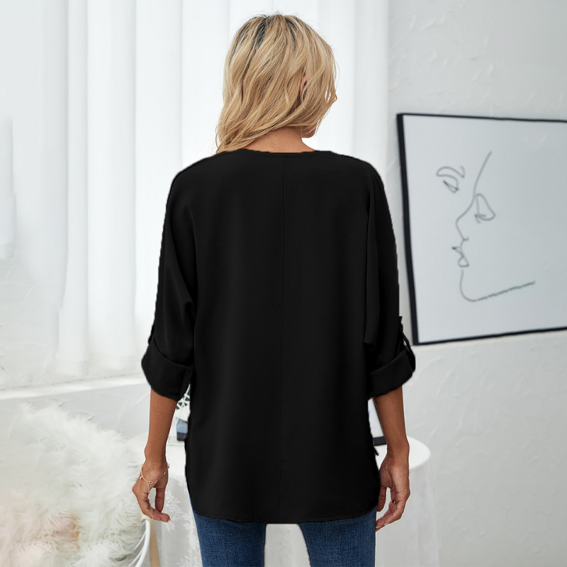 Long Sleeves V Neck Semi Formal Shirt-My Comfy Blouse