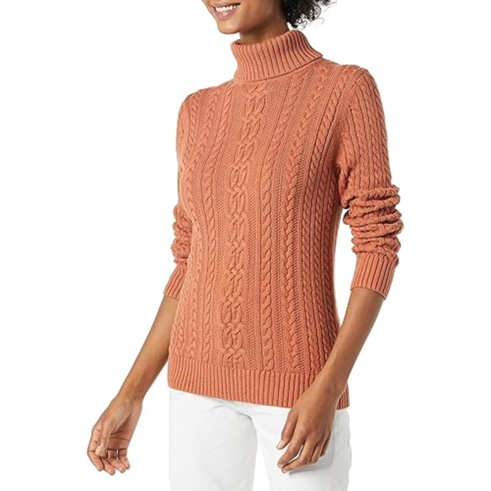 Women's Fisherman Cable Turtleneck Sweater