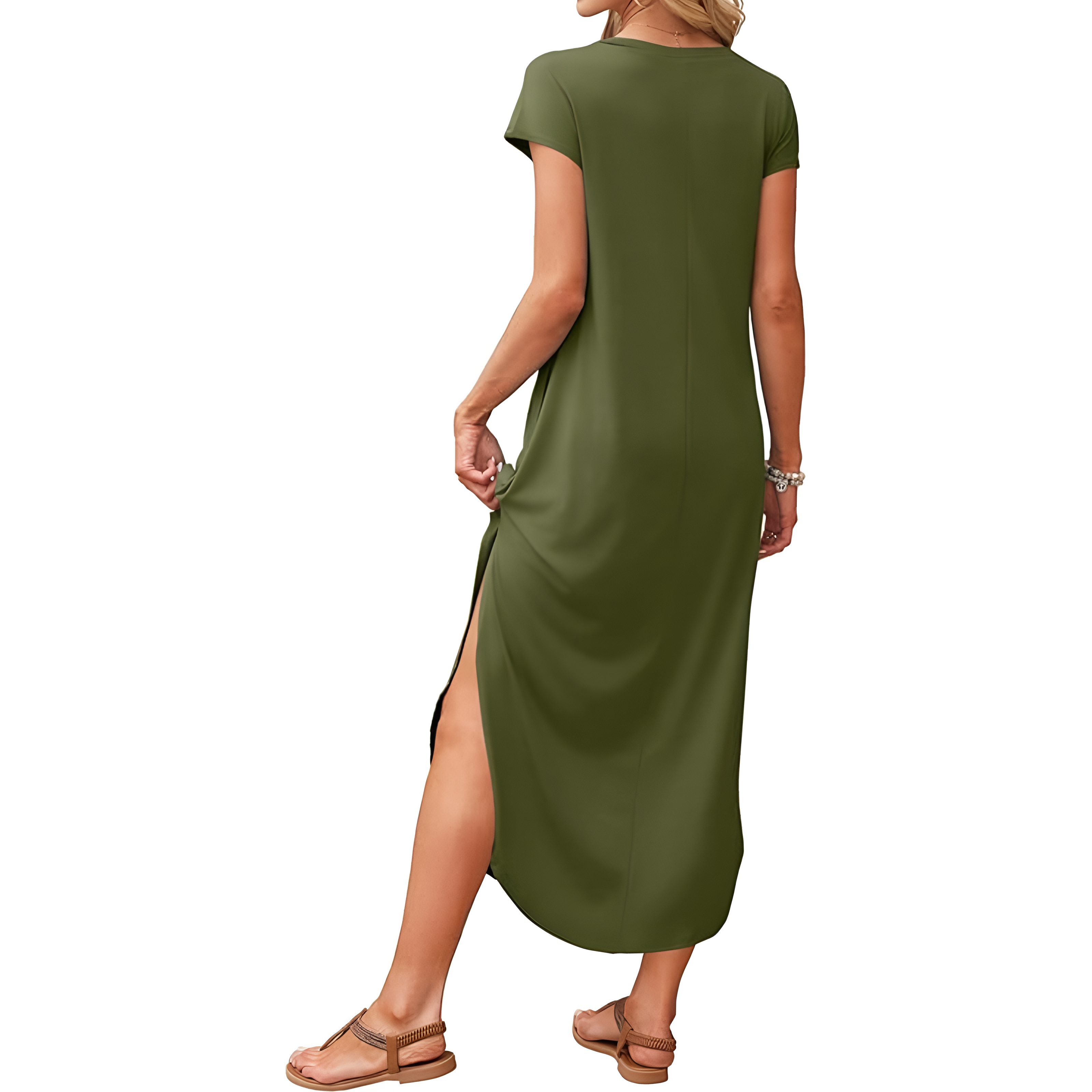 Summer And Casual V Neck Cap Sleeve Maxi For Women