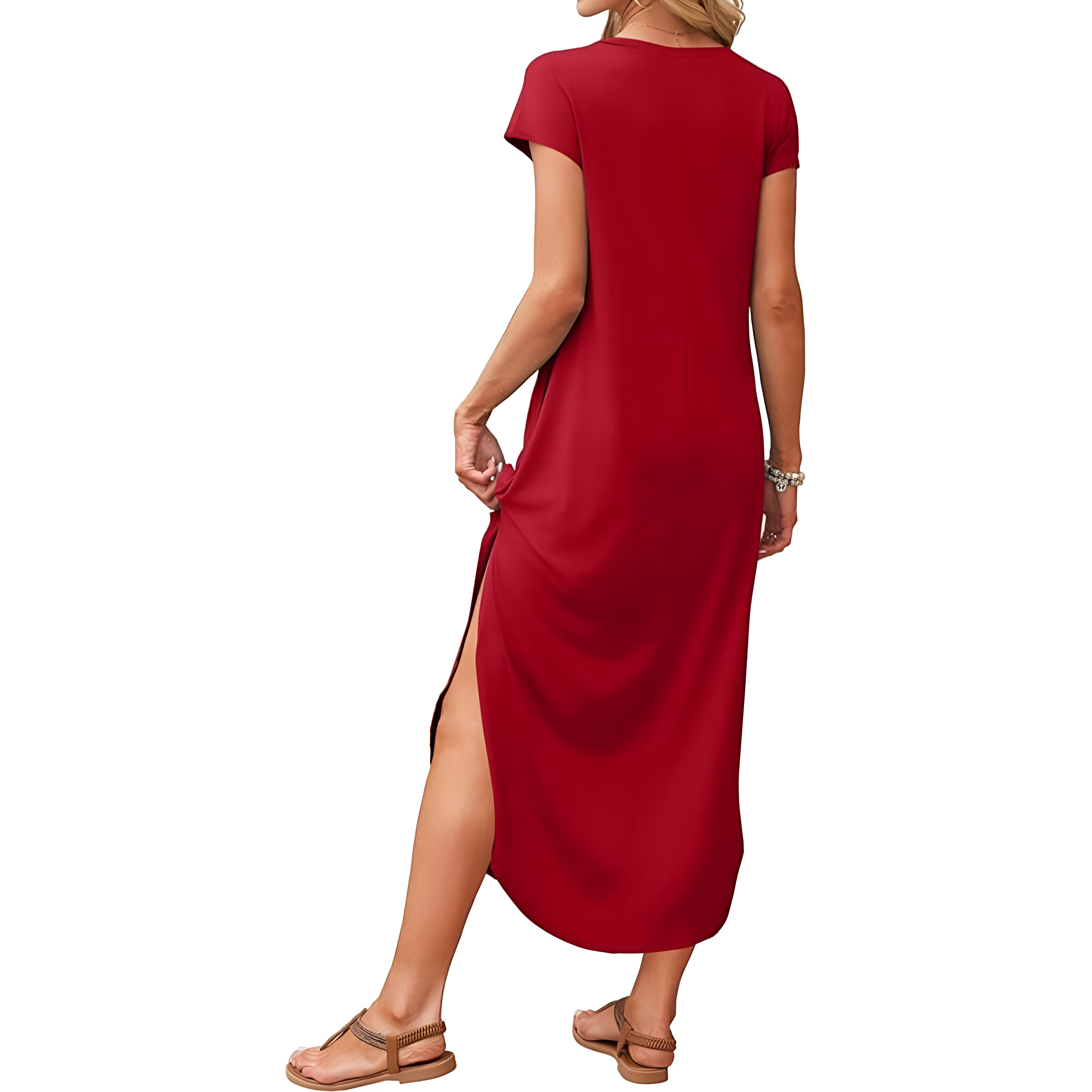 Summer And Casual V Neck Cap Sleeve Maxi For Women