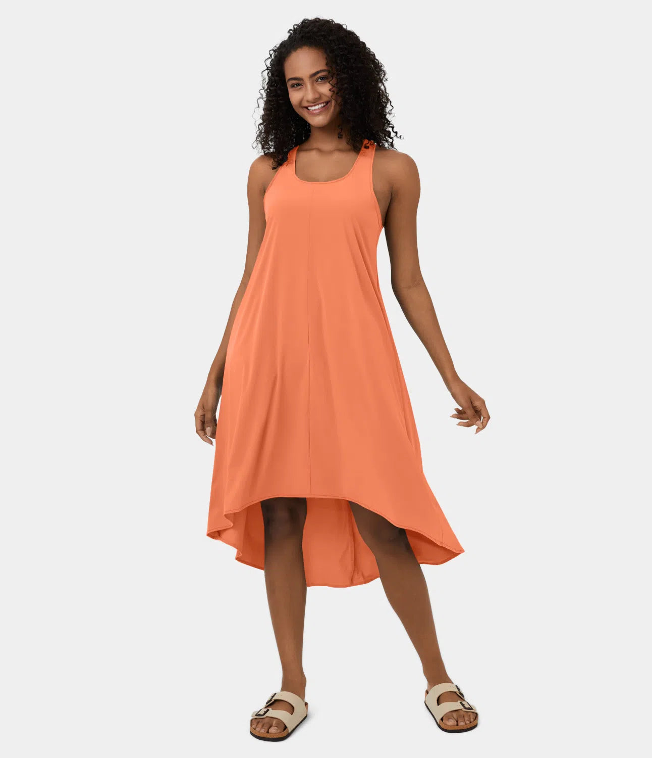 Midi Casual Dress With Backless Racerback And Side Pocket-My Comfy BlouseMidi Casual Dress With Backless Racerback And Side Pocket - Image 34