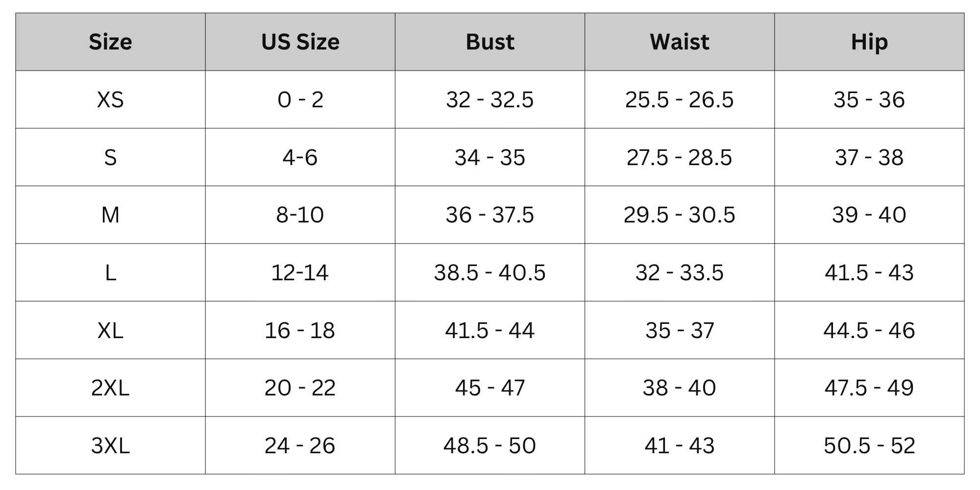 Size Chart