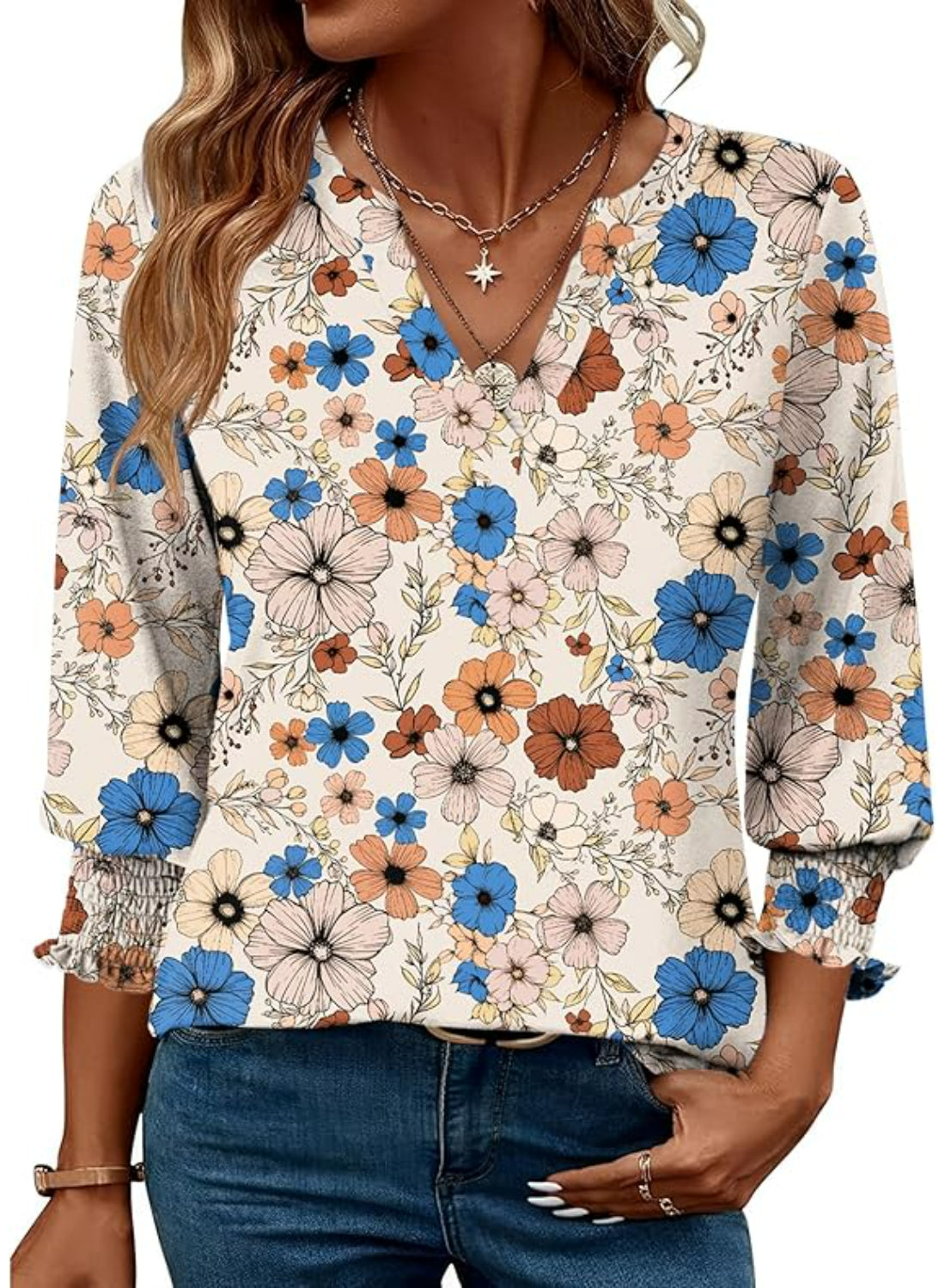 Printed Casual Summer Top With Floral Tunic Design-My Comfy Blouse