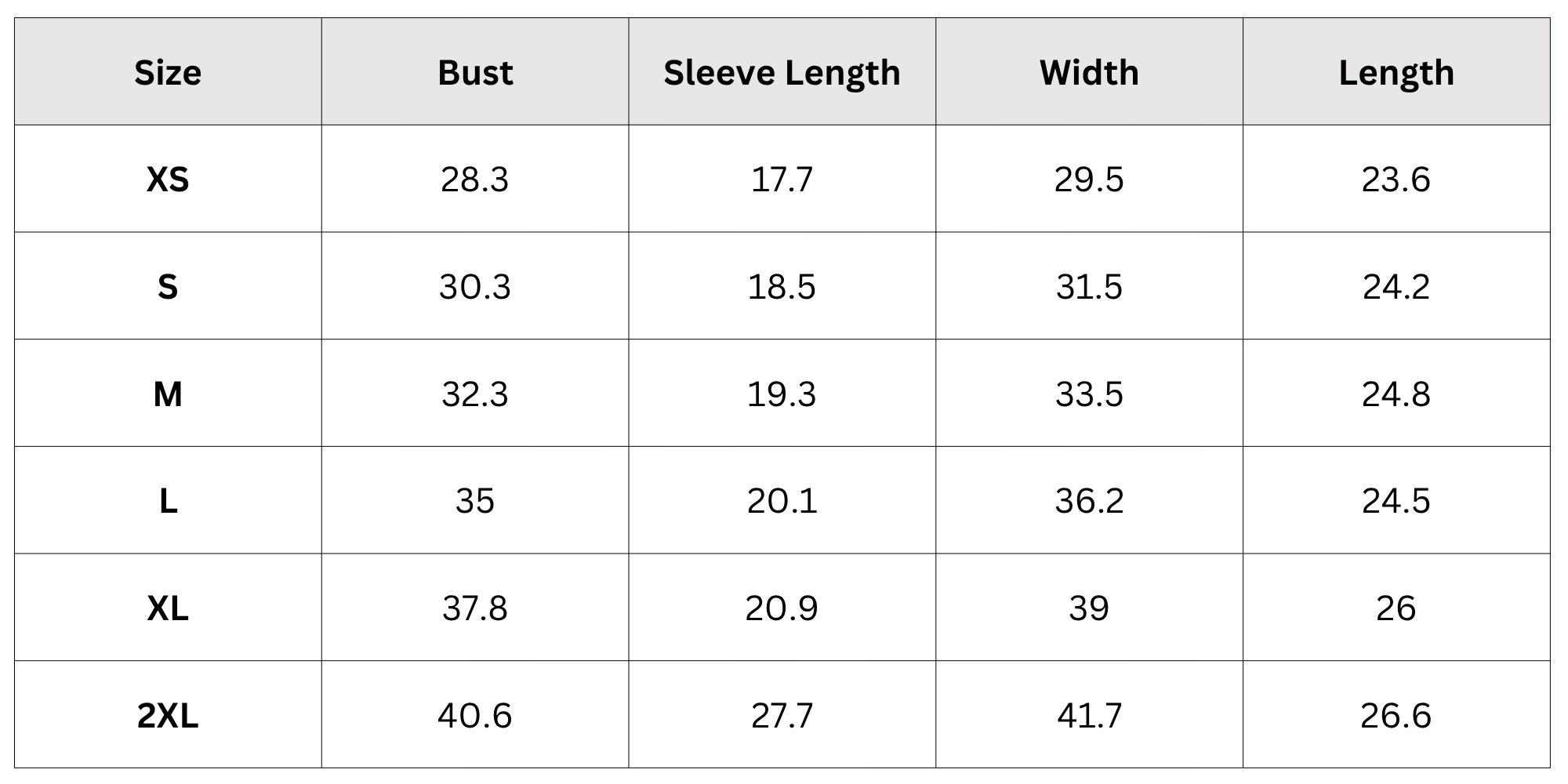 Size Chart