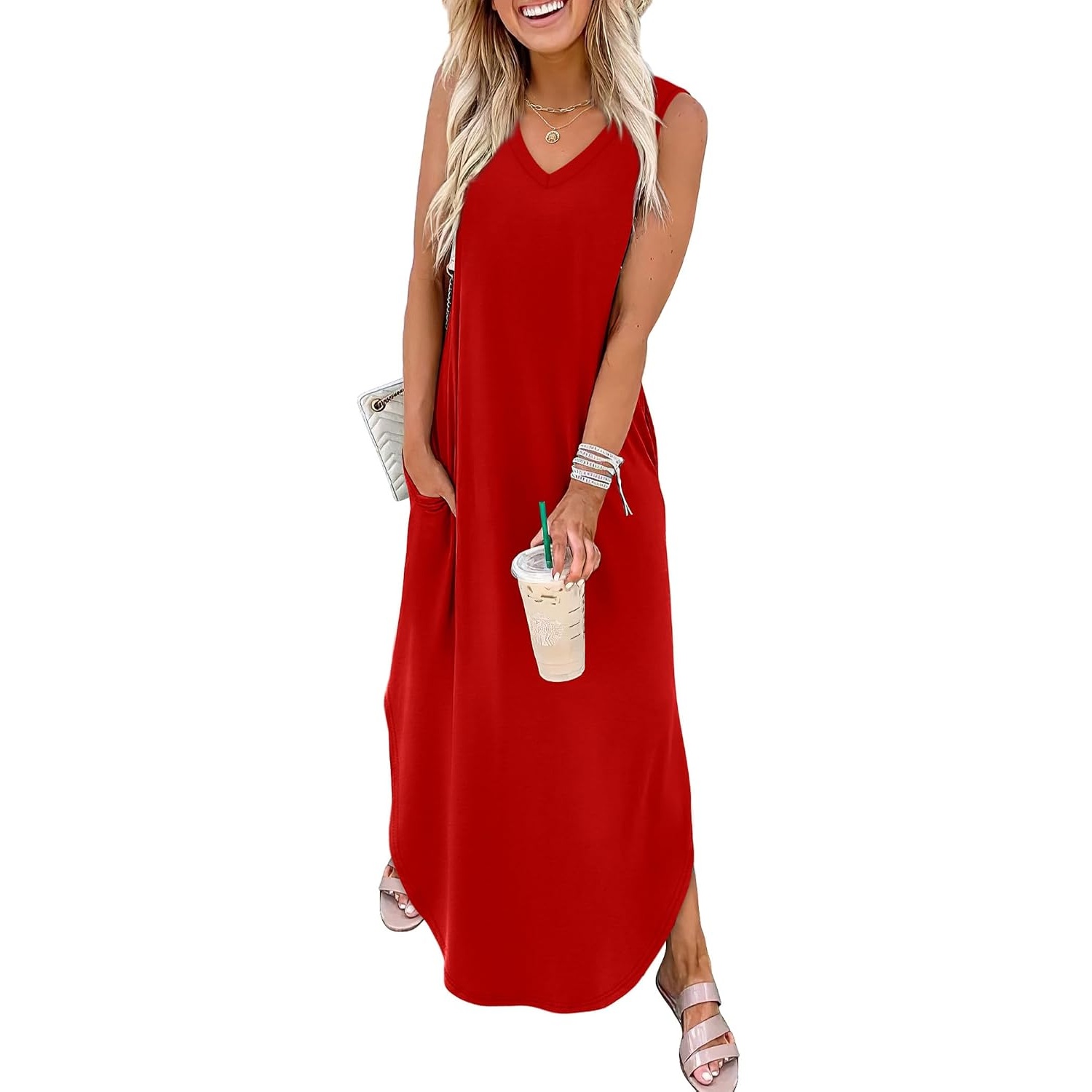 Summer Vacation Maxi Beach Sundress With Pockets