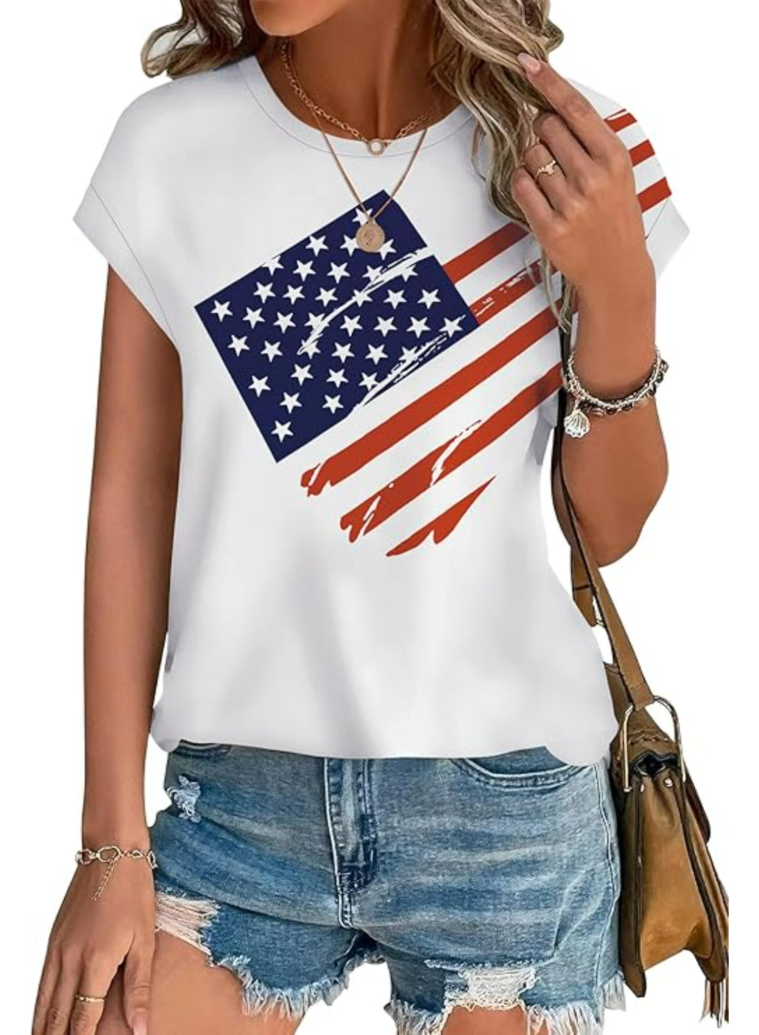 Printed Short Sleeve Tops With Abstract Print-My Comfy Blouse