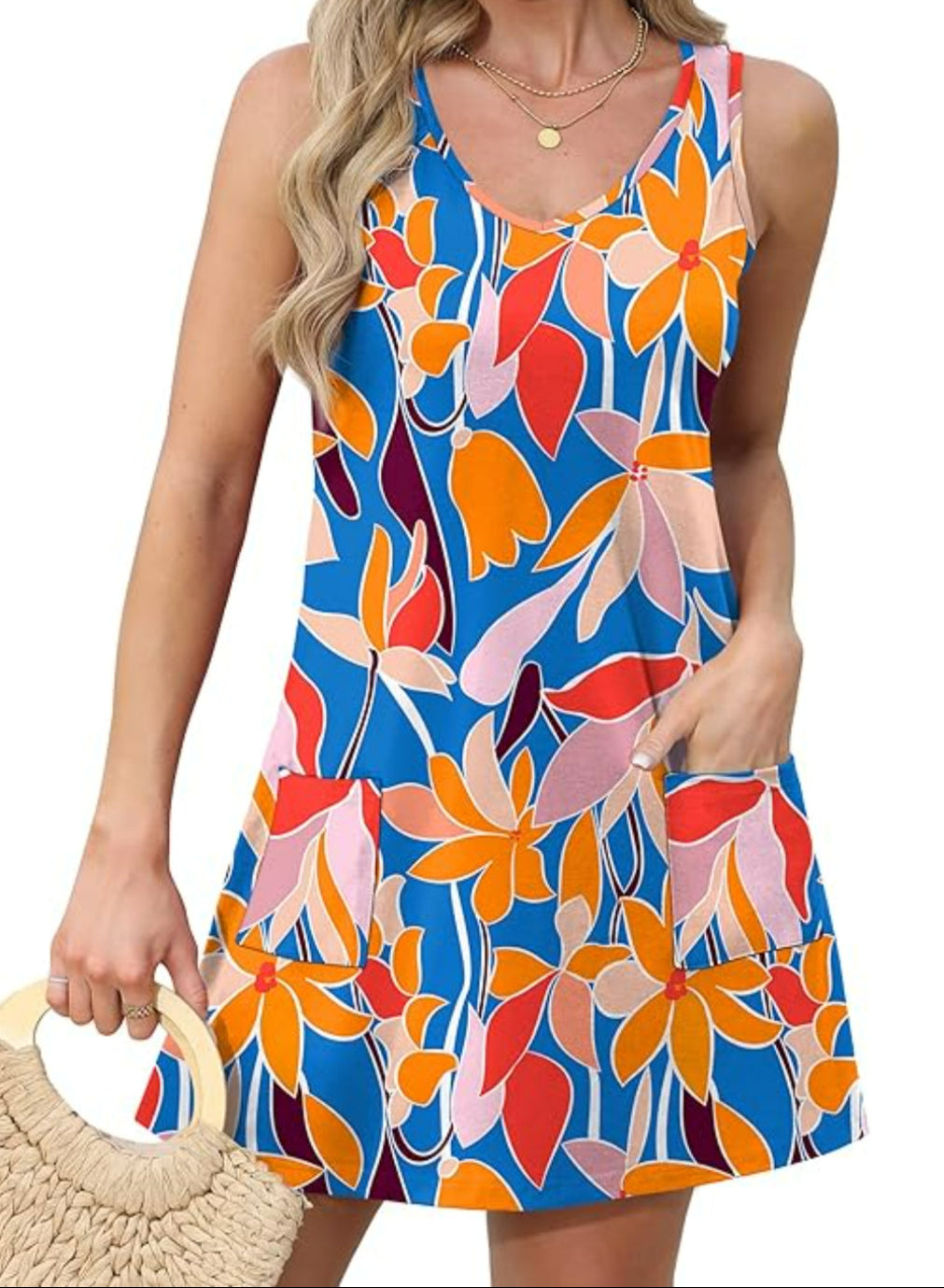 Printed Casual Pocket Sundress With Lightweight Flowy Design-My Comfy Blouse