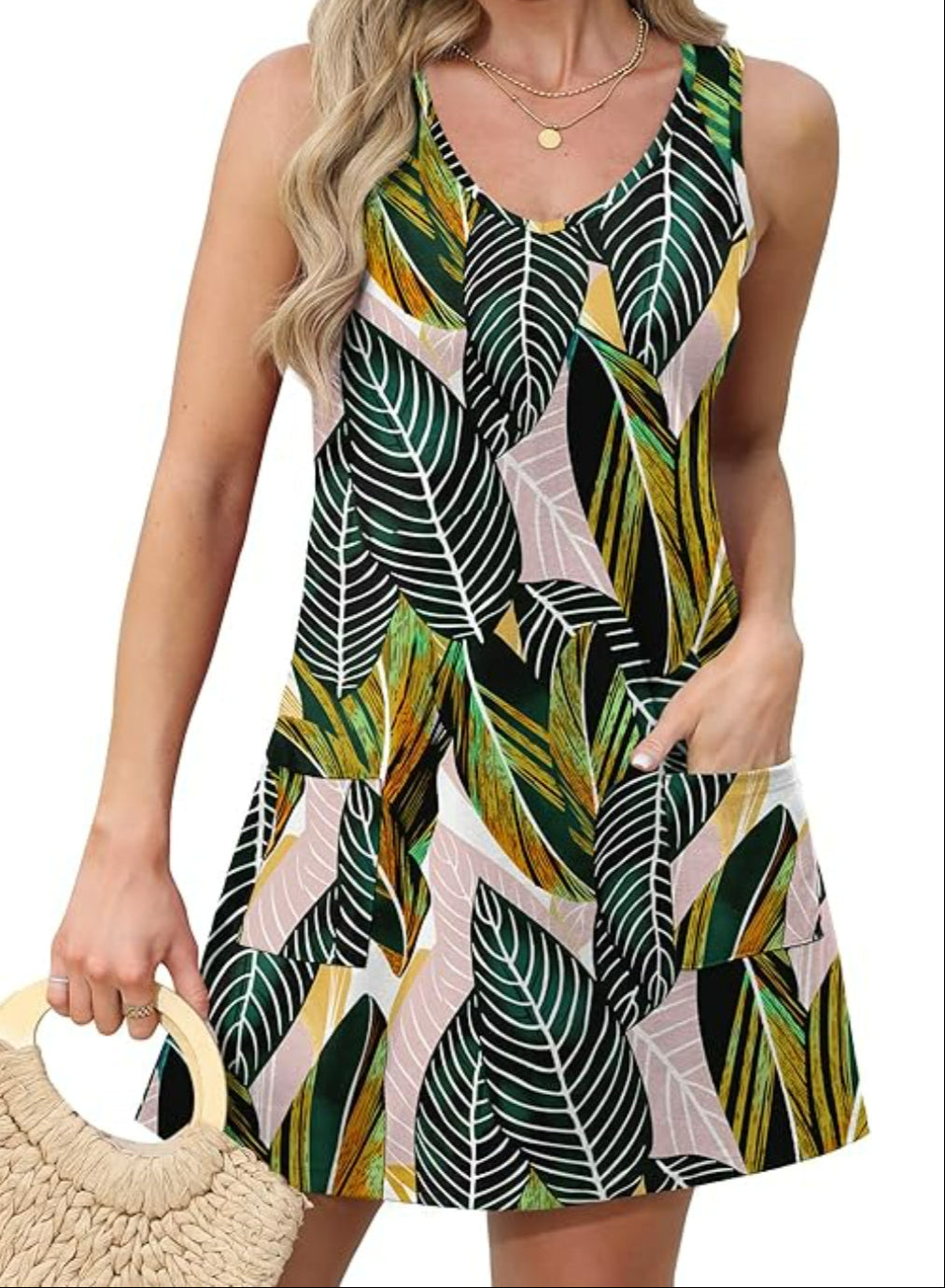 Printed Casual Pocket Sundress With Lightweight Flowy Design-My Comfy Blouse