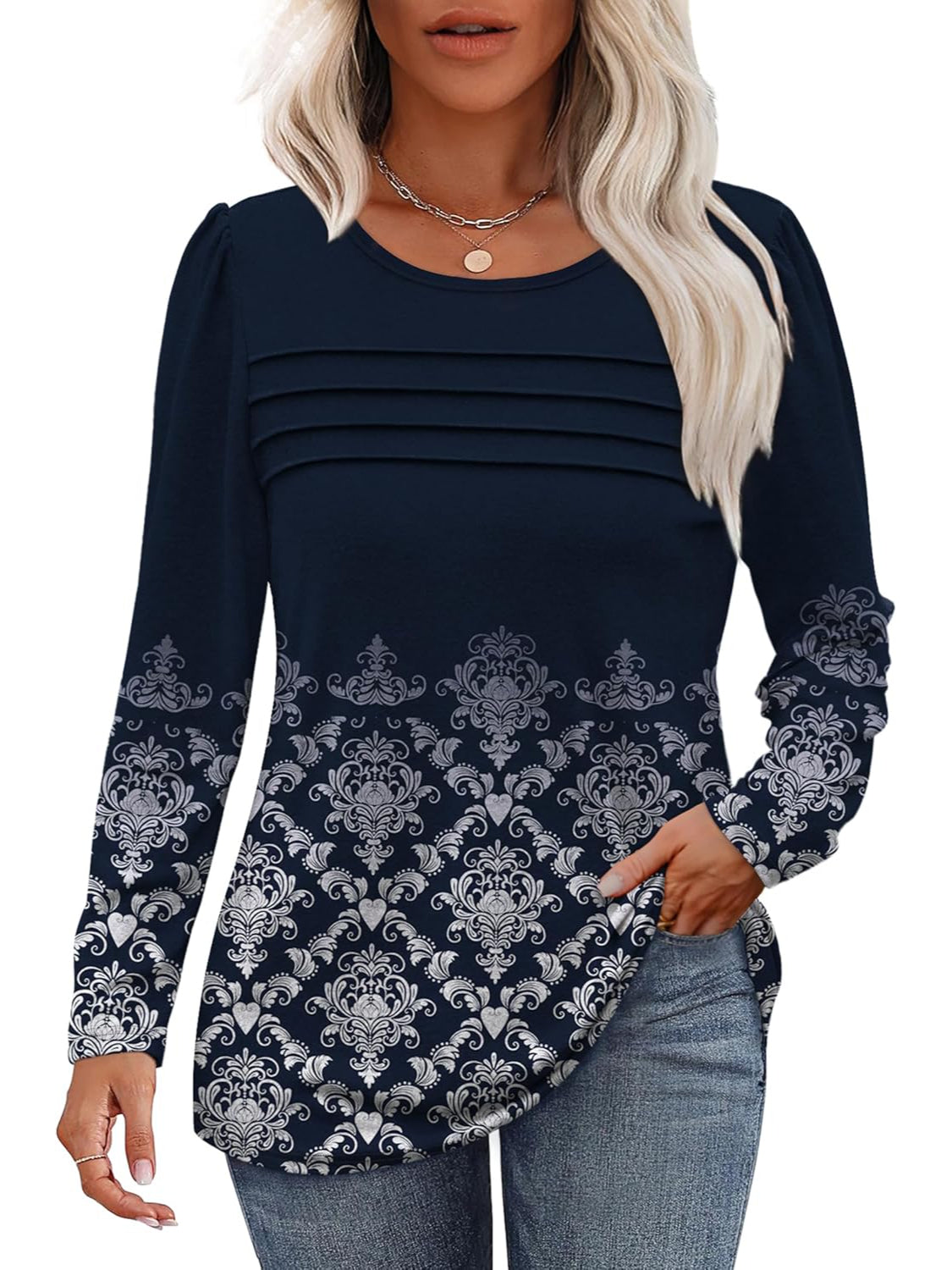 Casual Floral Printed Pullover Top-My Comfy Blouse