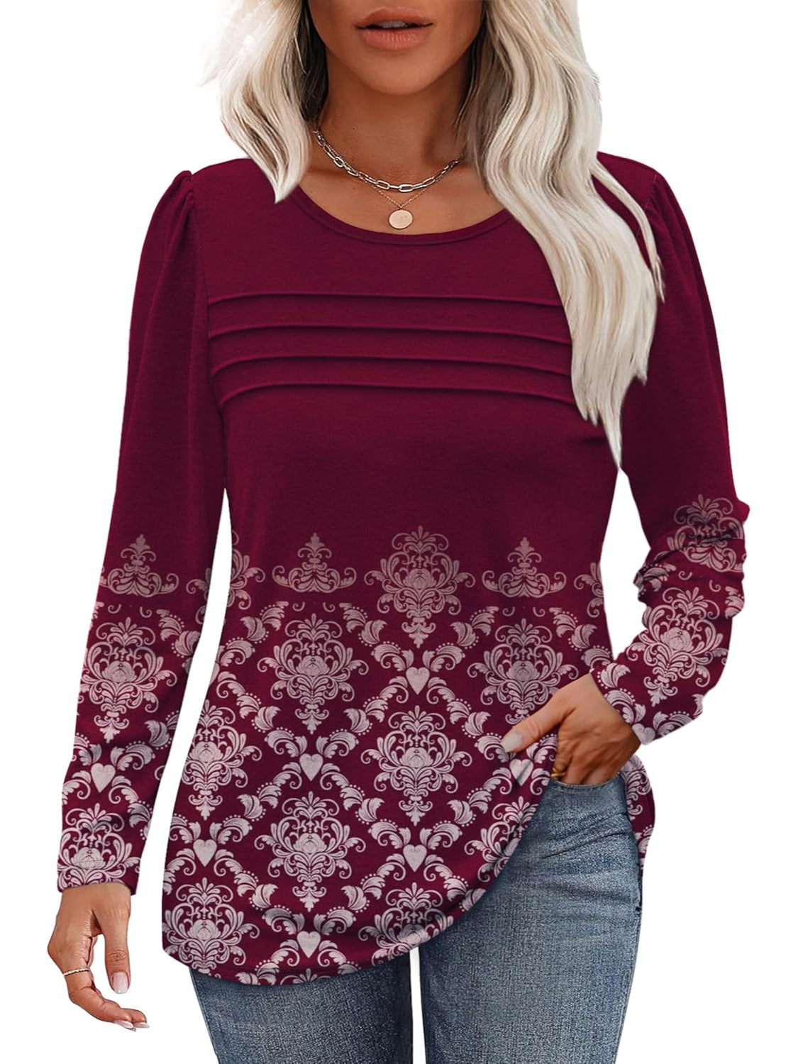 Casual Floral Printed Pullover Top-My Comfy Blouse