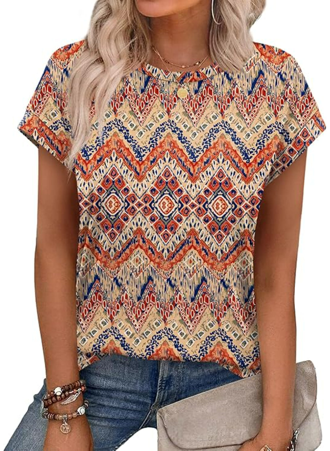 Short Sleeve Summer Top With Floral Design-My Comfy Blouse