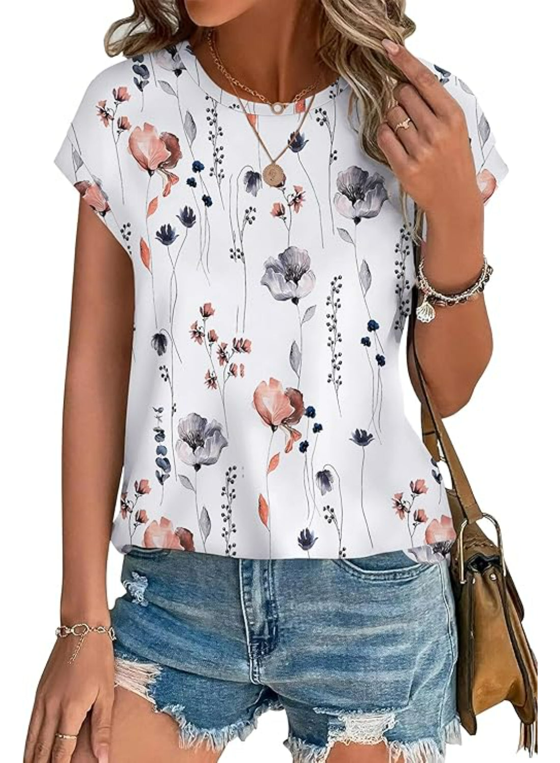 Printed Short Sleeve Tops With Abstract Print-My Comfy Blouse