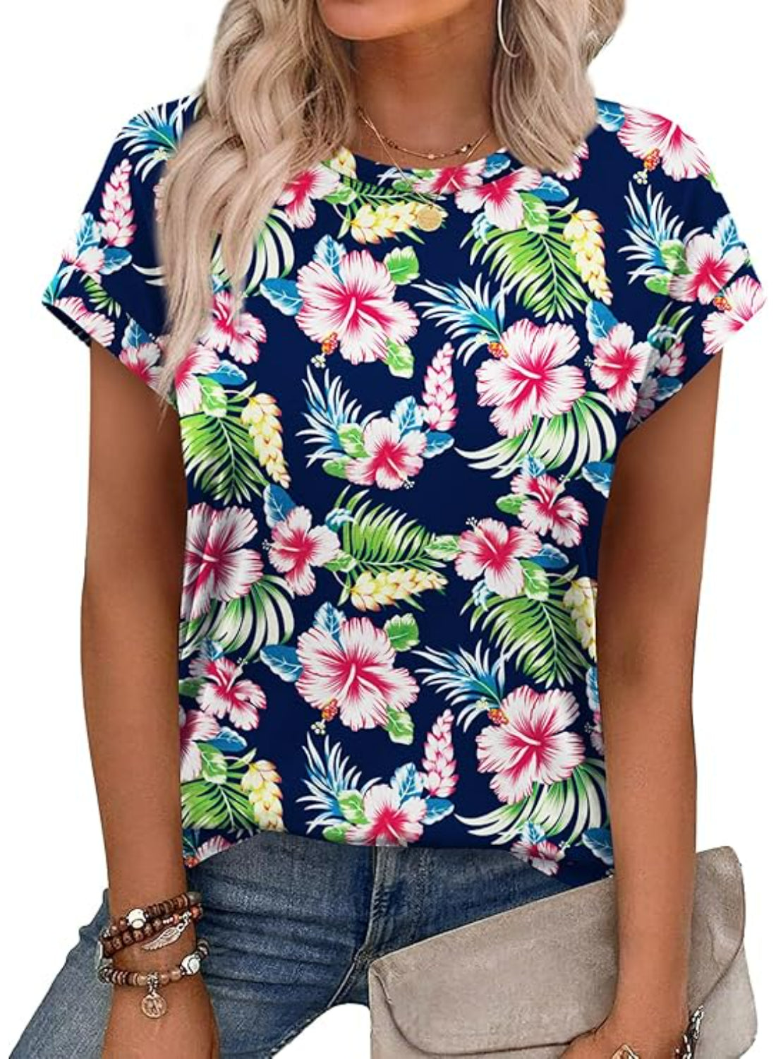 Short Sleeve Summer Top With Floral Design-My Comfy Blouse