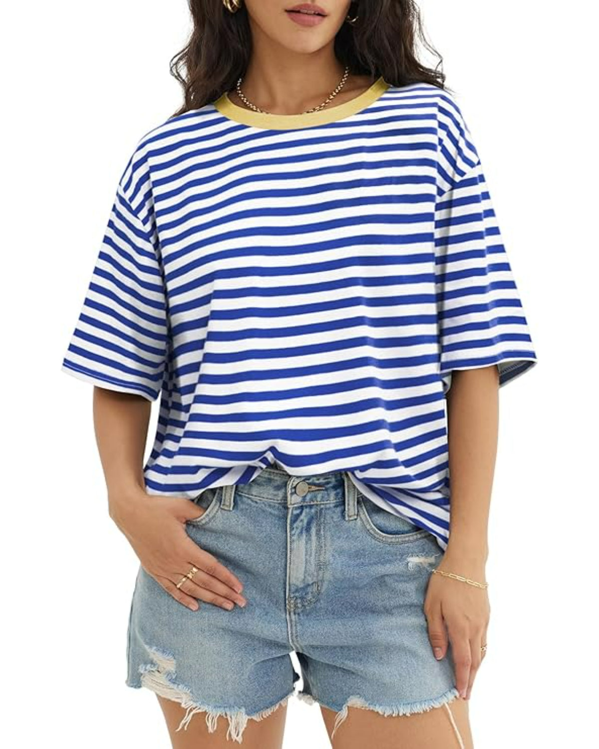 Casual Loose Fit Tops With Short Sleeves And Pullover Design