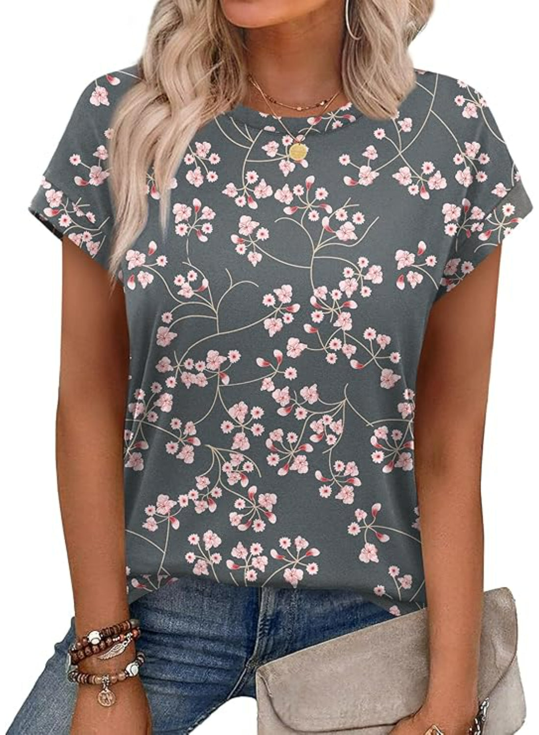 Short Sleeve Summer Top With Floral Design-My Comfy Blouse