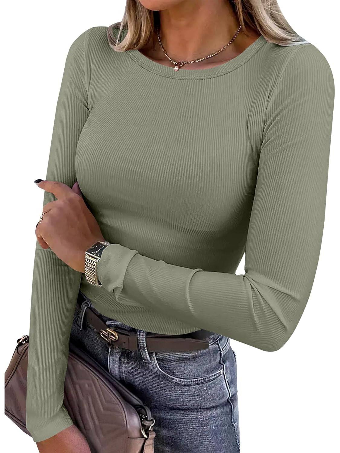 Ribbed Long Sleeve Slim Fit Top-My Comfy Blouse