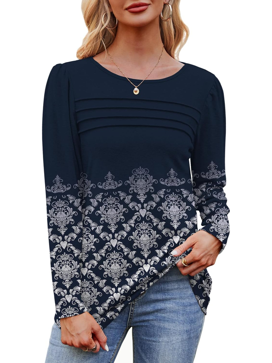 Casual Floral Printed Pullover Top-My Comfy Blouse