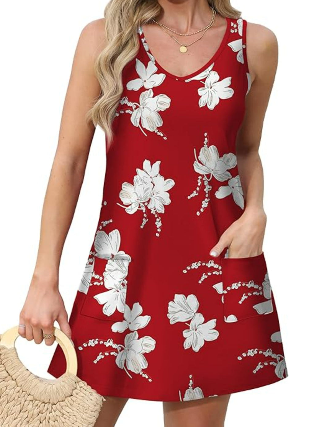 Printed Casual Pocket Sundress With Lightweight Flowy Design-My Comfy Blouse