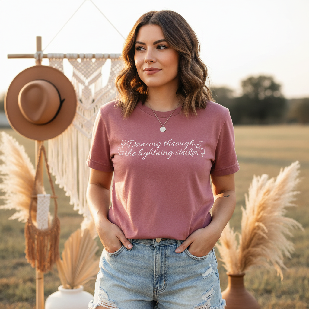 Dancing Through Lightning Strikes Printed Graphic T Shirt