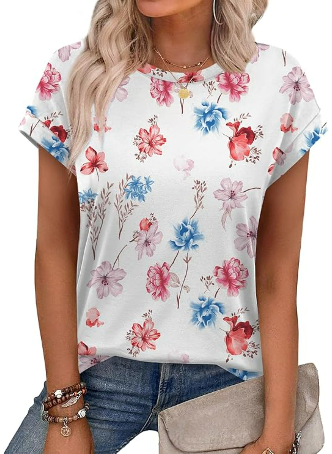 Marble Printed Short Sleeve Top-My Comfy Blouse