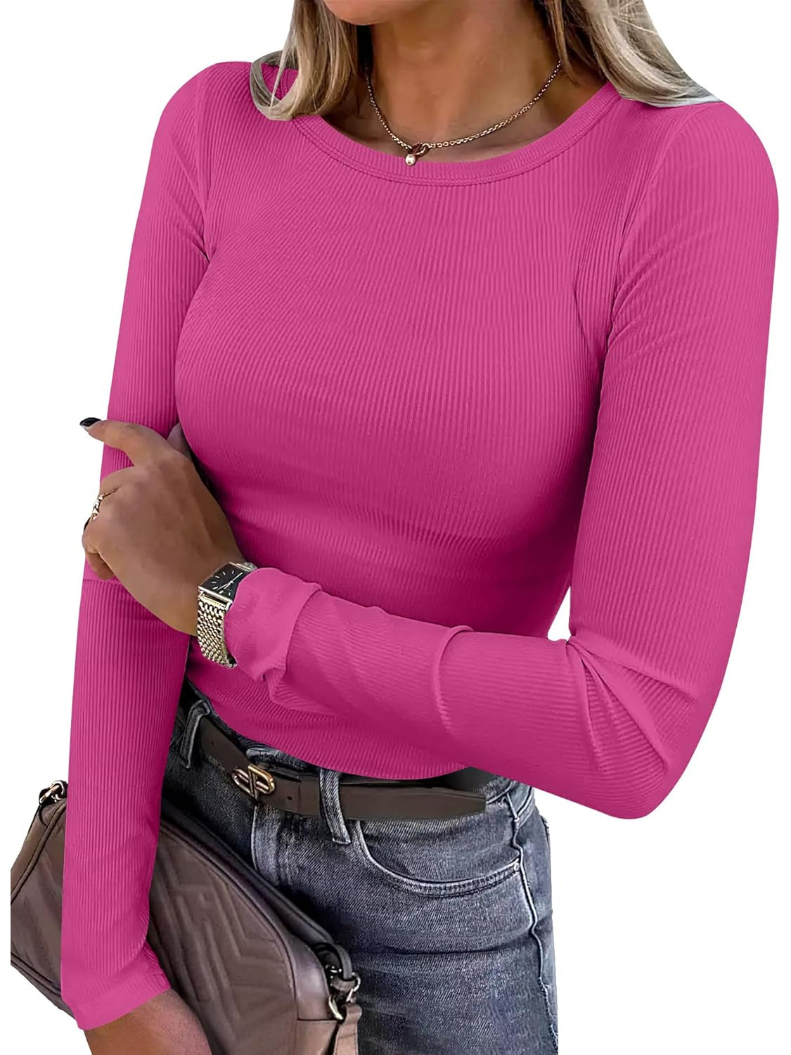 Ribbed Long Sleeve Slim Fit Top-My Comfy Blouse