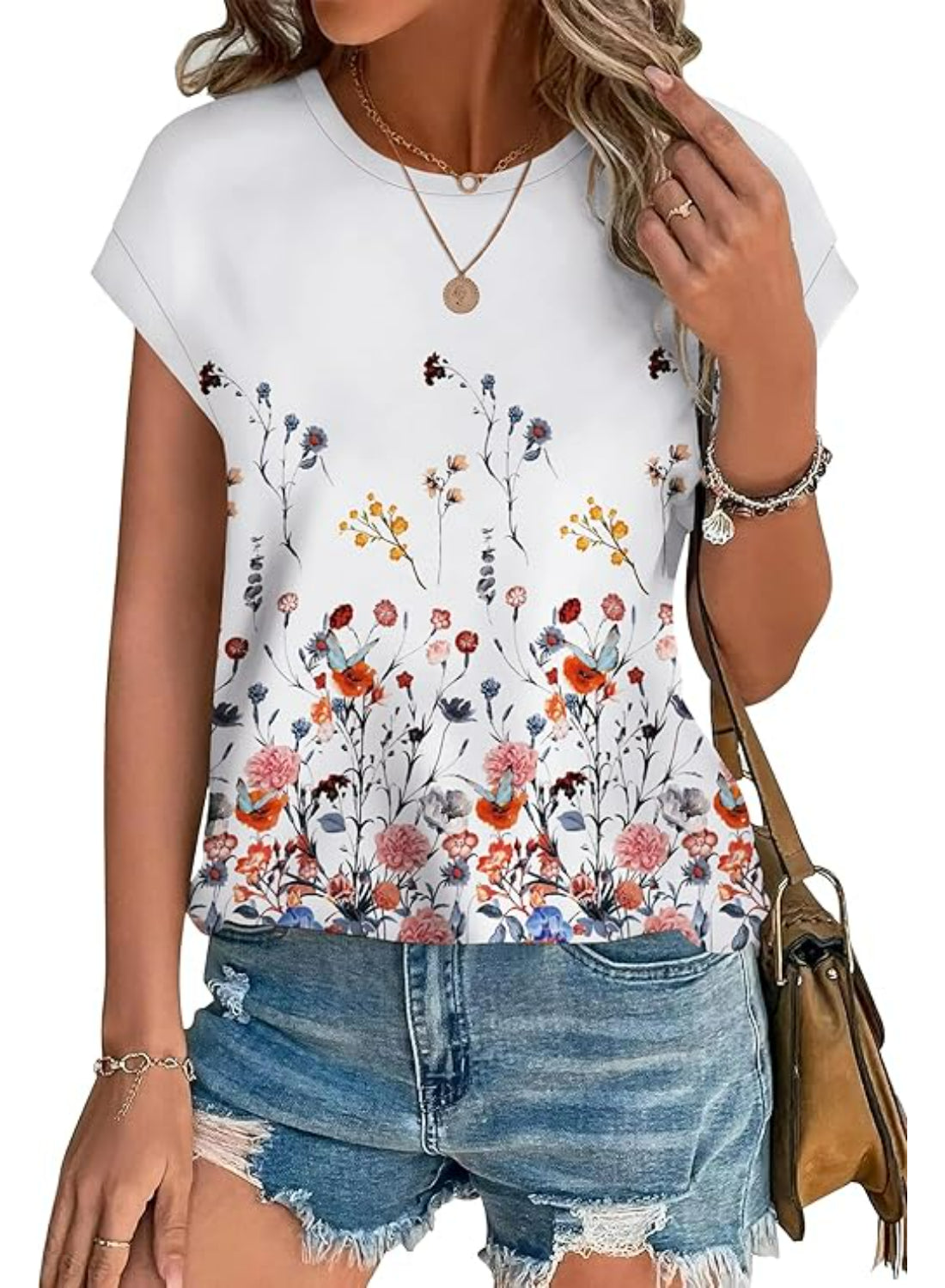 Printed Short Sleeve Tops With Abstract Print-My Comfy Blouse